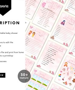 Alternative view of Baby Shower Games Bundle | Baby Trivia Game | Baby Shower Trivia Pink | Editable baby shower | Baby shower activity | Baby shower bundle