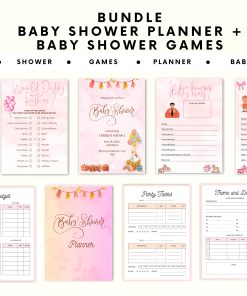 BUNDLE Baby Shower Planner + Baby Shower Games | Baby Shower Checklist | Event Party Planner | Baby Shower Games Bundle | Pink | Its a girl