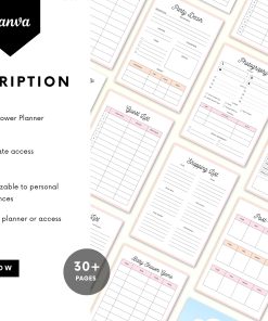 Alternative view of Baby Shower Planner - 30+ planning pages - Printable Baby Shower PDF - Baby shower checklist - event party planner - babyshower planner