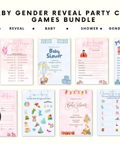 Editable Gender Reveal Game Bundle | Gender Reveal Games | Pink and Blue | Printable Gender Reveal Party Game Bundle | Gender Reveal Ideas