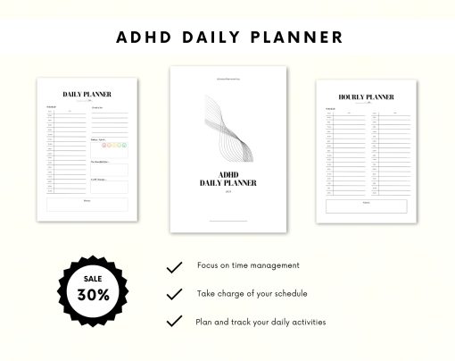 Daily Planner ADHD | ADHD Workbook | ADHD Daily Planner | Hourly Planner | Daily Planner Printable - Image 2
